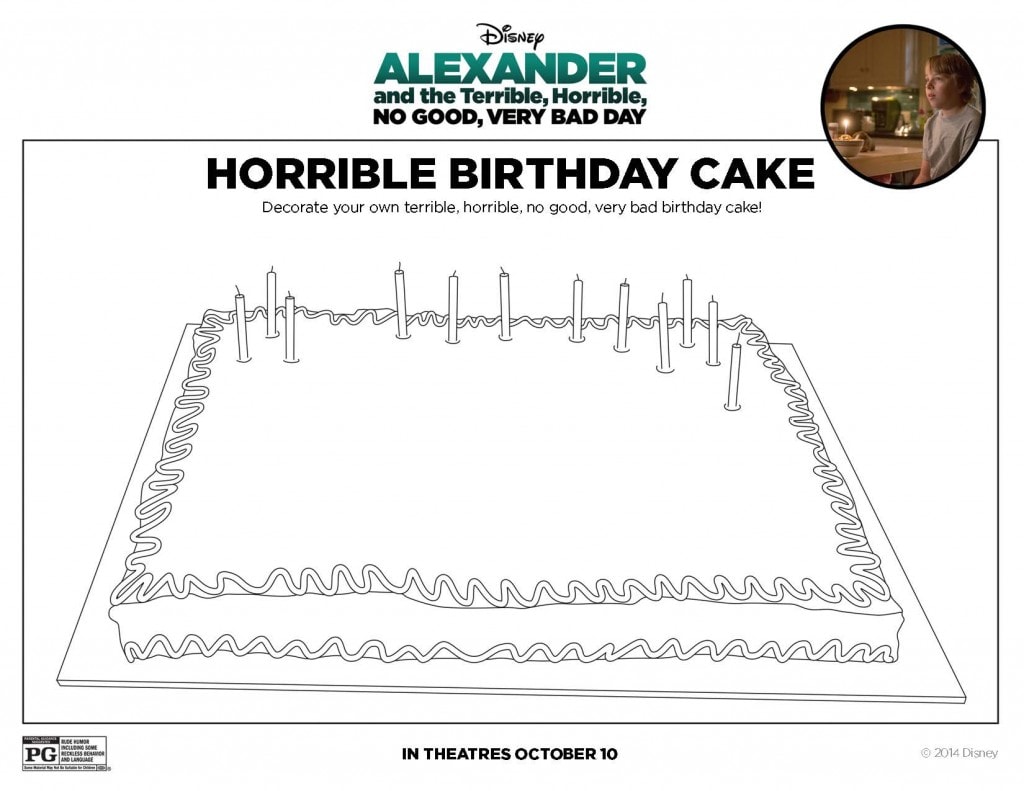 ALEXANDER AND THE TERRIBLE, HORRIBLE, NO GOOD, VERY BAD DAY activity sheets for kids