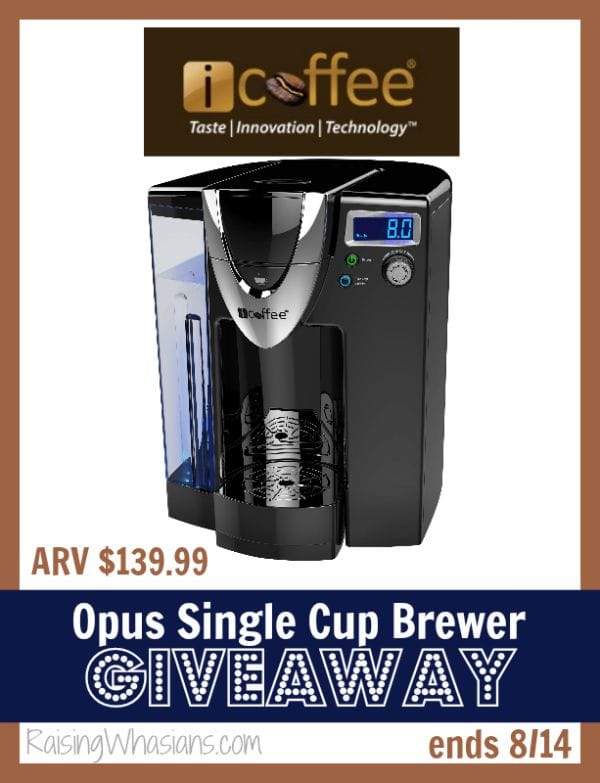  iCoffee Opus Single Cup Brewer #Giveaway ends 8/14