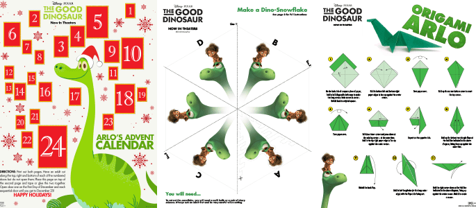 Disney/Pixar's THE GOOD DINOSAUR Advent Calendar and Activity Sheets #GoodDino