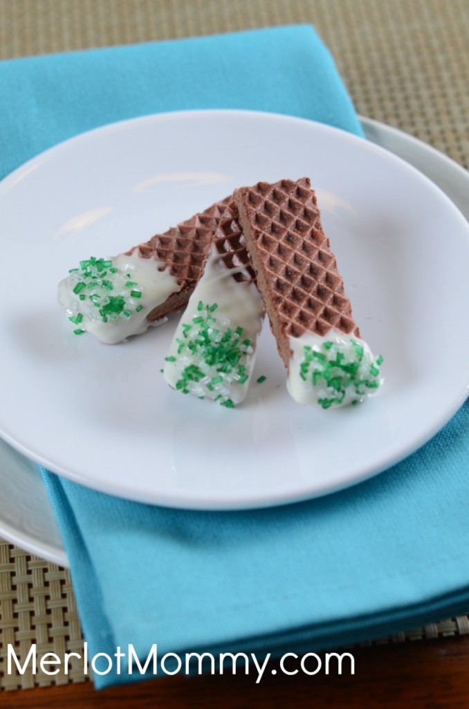 Chocolate-Dipped Wafer Cookies for St. Patrick's Day