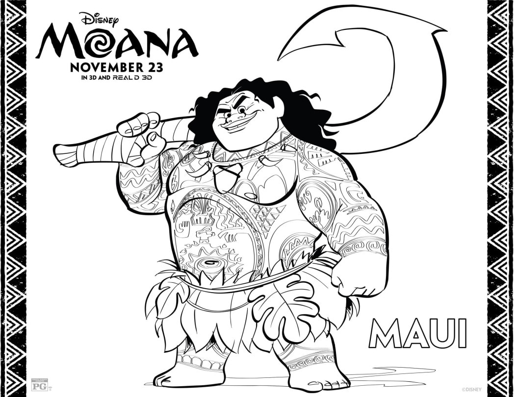 Moana Coloring Sheet with Maui